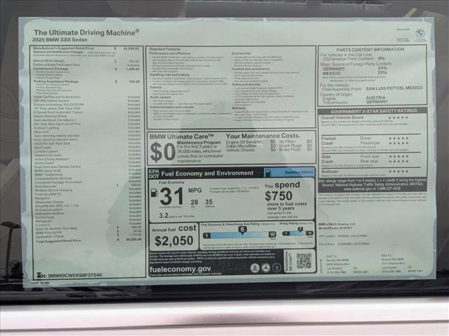 new 2025 BMW 330 car, priced at $50,225