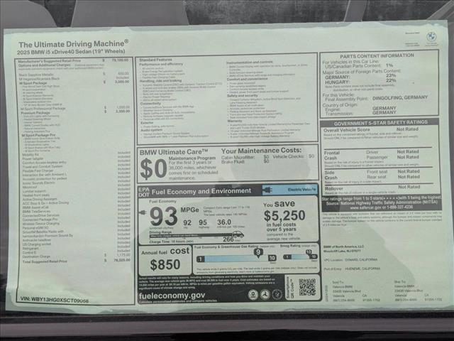 new 2025 BMW i5 car, priced at $78,325