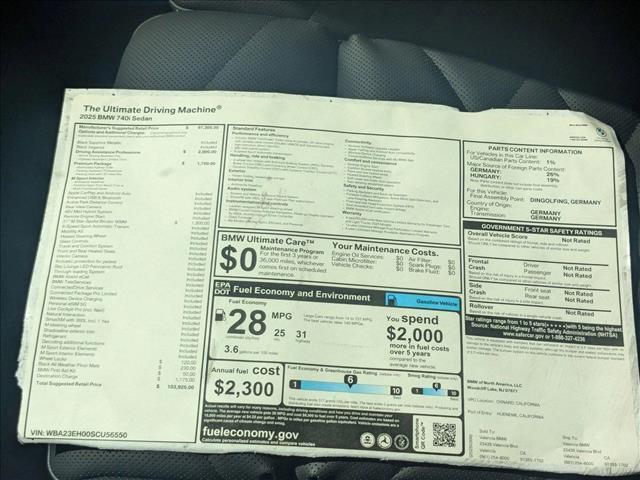 new 2025 BMW 740 car, priced at $103,925