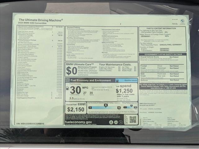 new 2025 BMW 430 car, priced at $63,200