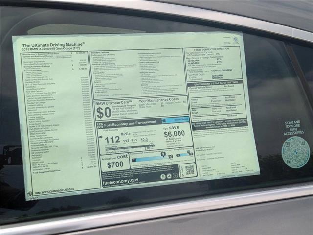 new 2025 BMW i4 Gran Coupe car, priced at $62,345