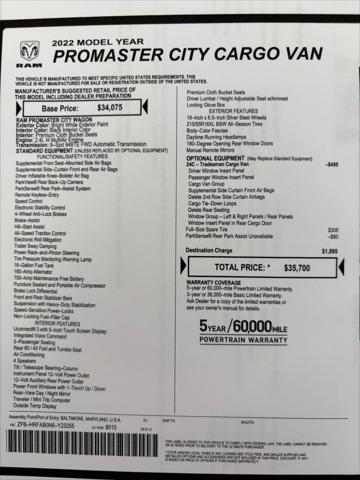 used 2022 Ram ProMaster City car, priced at $24,998