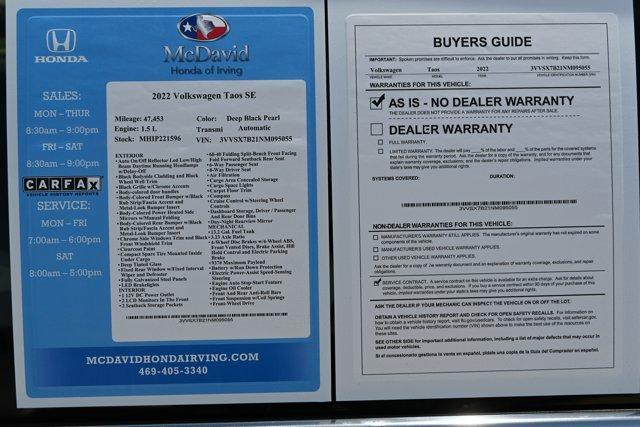 used 2022 Volkswagen Taos car, priced at $20,990