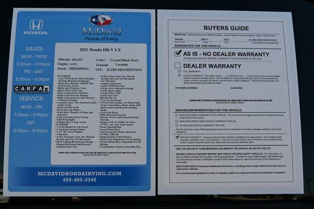 used 2021 Honda HR-V car, priced at $13,999