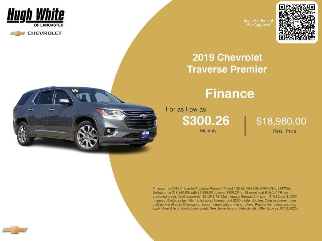 used 2019 Chevrolet Traverse car, priced at $18,742