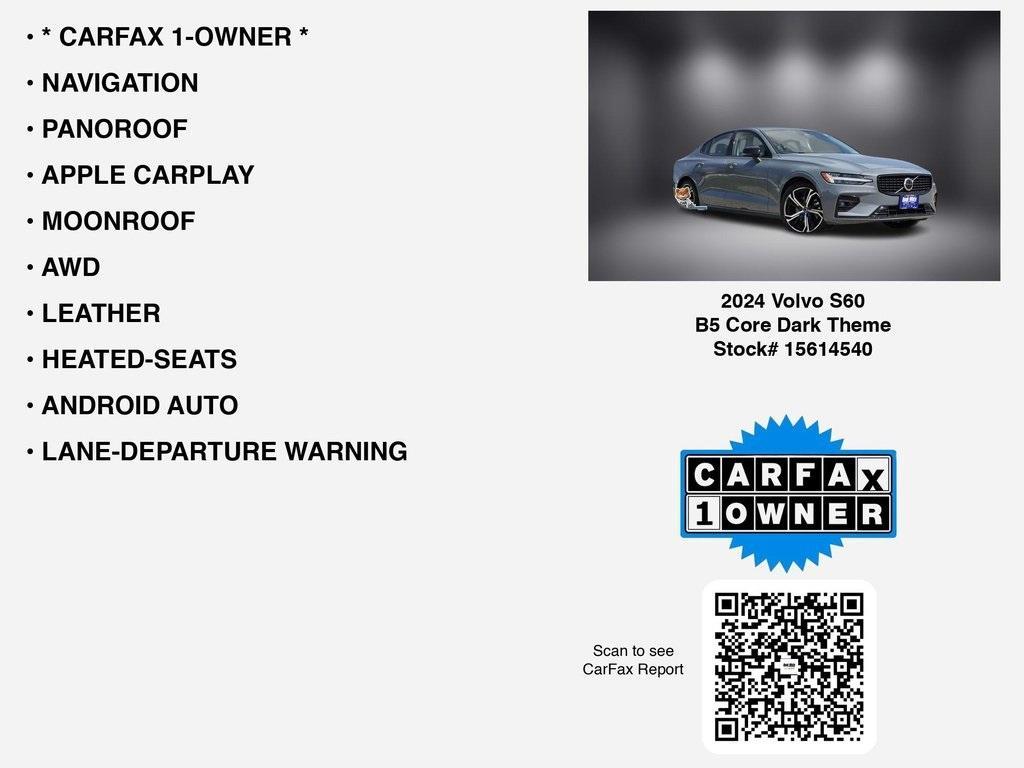 used 2024 Volvo S60 car, priced at $25,950