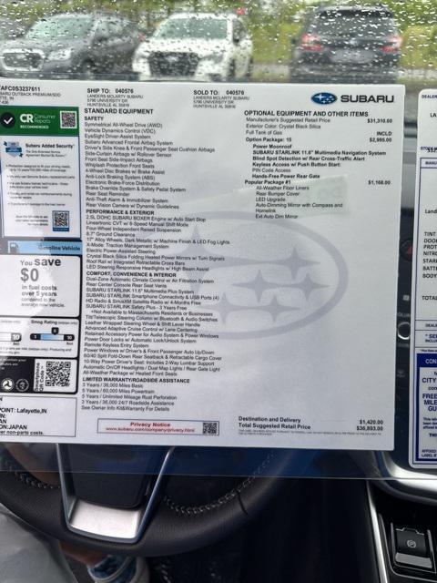 new 2025 Subaru Outback car, priced at $36,893