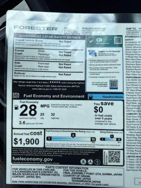 new 2025 Subaru Forester car, priced at $37,174