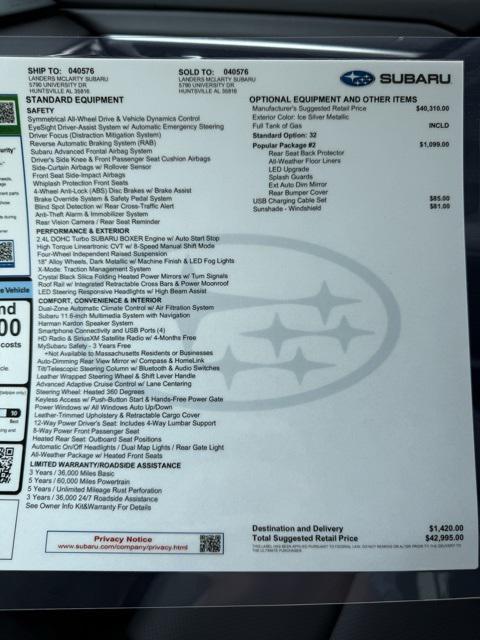 new 2025 Subaru Outback car, priced at $42,995