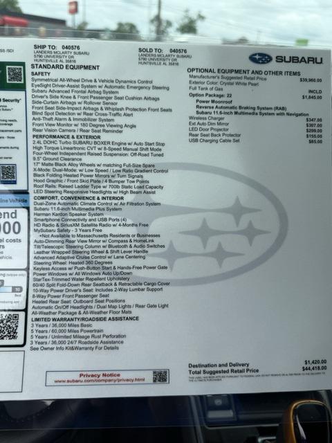 new 2025 Subaru Outback car, priced at $44,418