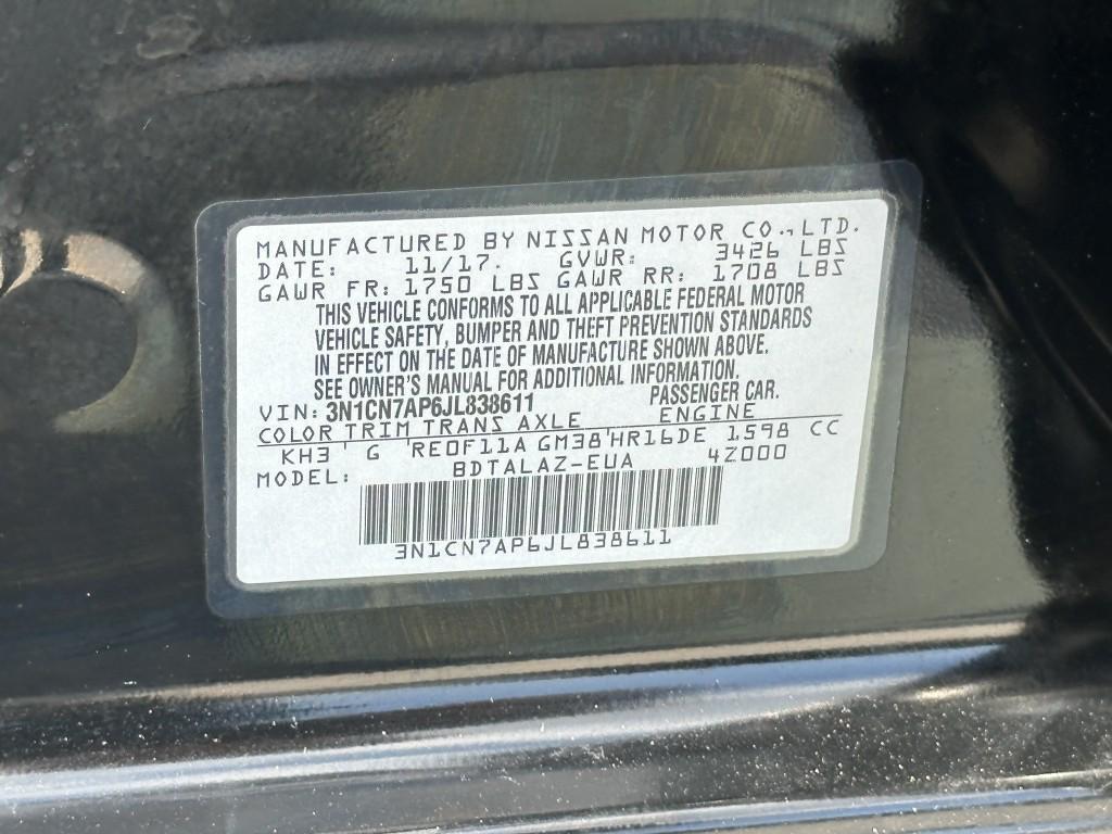 used 2018 Nissan Versa car, priced at $5,900