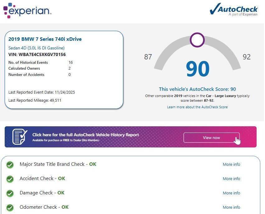 used 2019 BMW 740 car, priced at $31,980