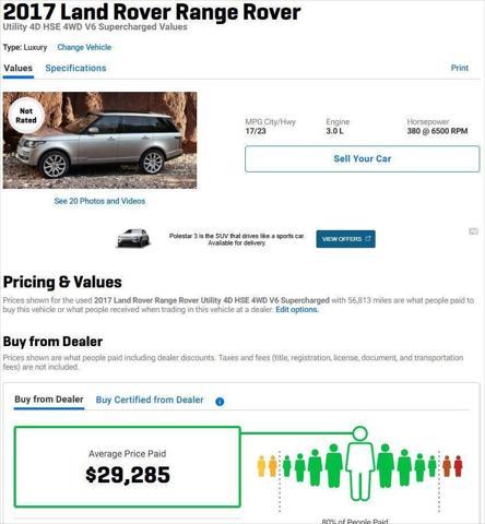 used 2017 Land Rover Range Rover car, priced at $27,980