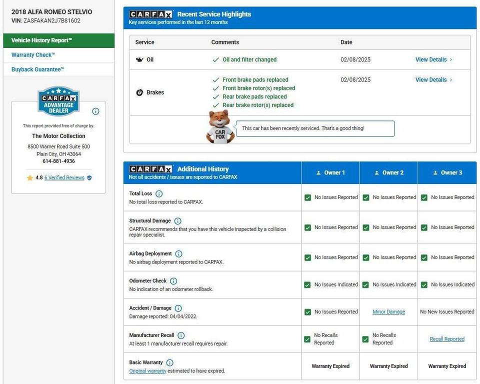 used 2018 Alfa Romeo Stelvio car, priced at $13,980