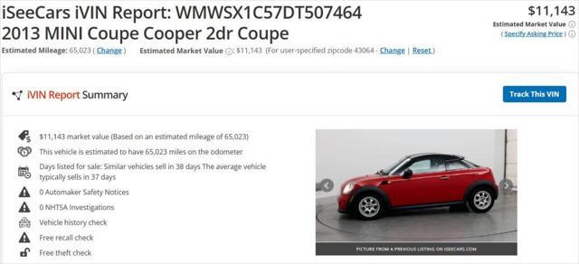 used 2013 MINI Coupe car, priced at $10,480