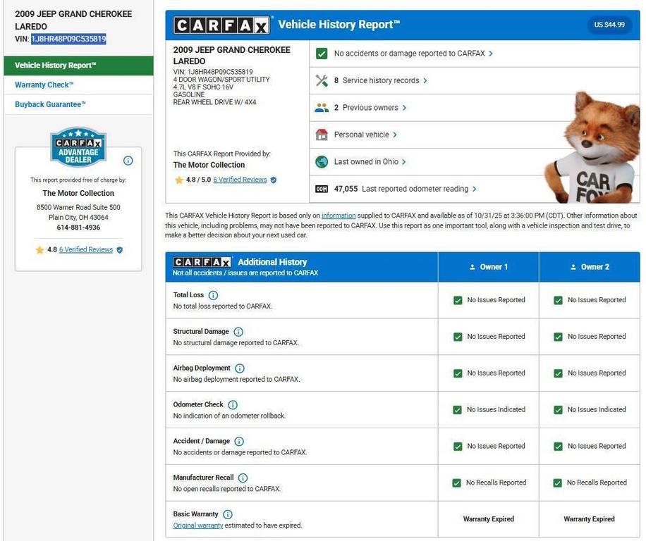 used 2009 Jeep Grand Cherokee car, priced at $14,980