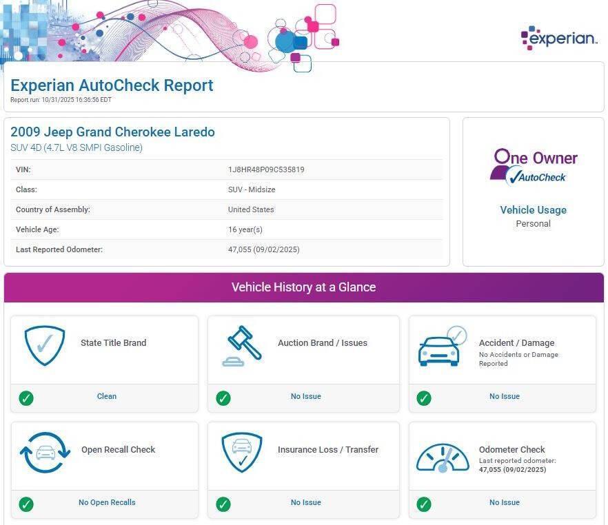 used 2009 Jeep Grand Cherokee car, priced at $14,980