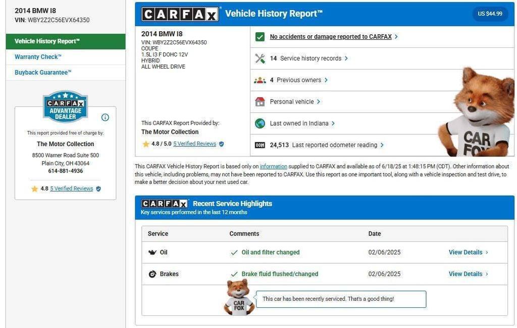used 2014 BMW i8 car, priced at $53,480