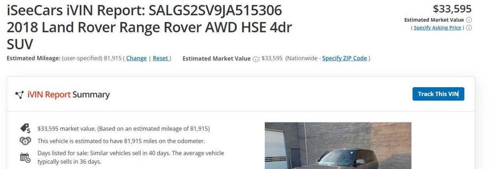 used 2018 Land Rover Range Rover car, priced at $30,980