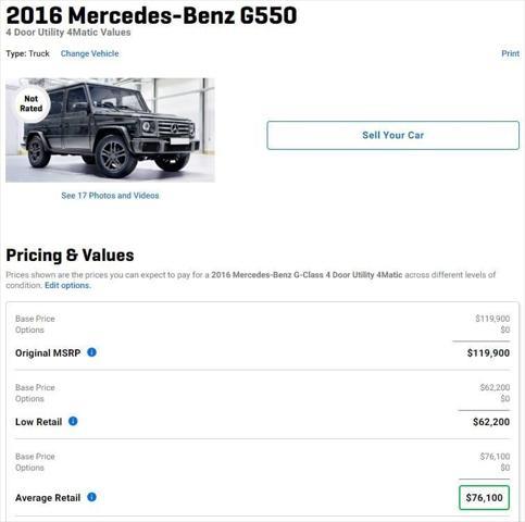 used 2016 Mercedes-Benz G-Class car, priced at $54,980