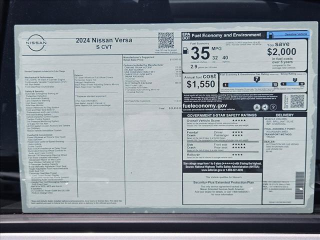 new 2024 Nissan Versa car, priced at $19,450