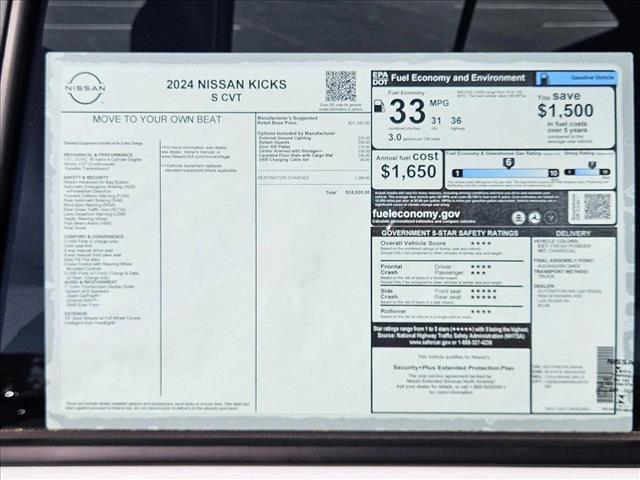 new 2024 Nissan Kicks car, priced at $21,001