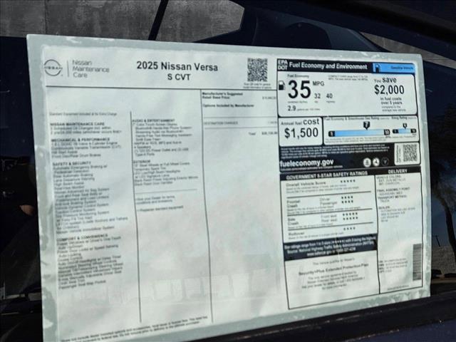 new 2025 Nissan Versa car, priced at $19,624