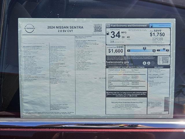 new 2024 Nissan Sentra car, priced at $24,198
