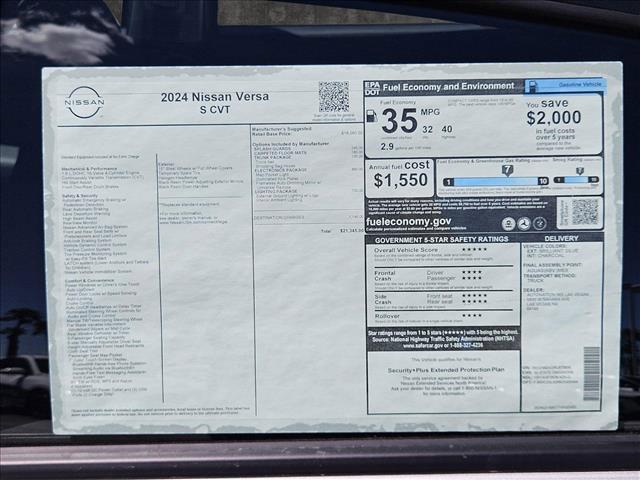 new 2024 Nissan Versa car, priced at $19,874
