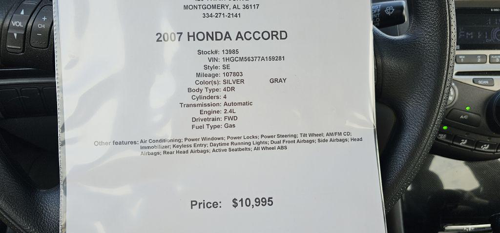 used 2007 Honda Accord car, priced at $10,995