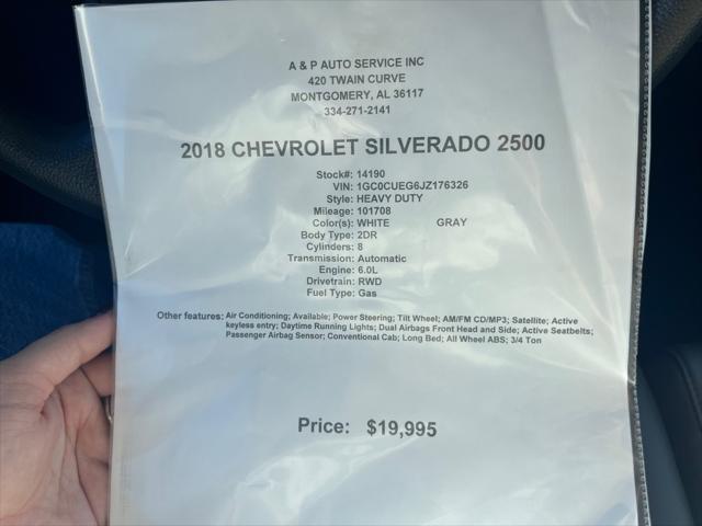 used 2018 Chevrolet Silverado 2500 car, priced at $19,995