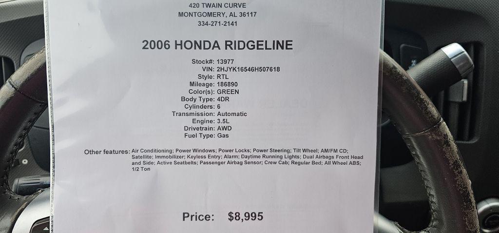 used 2006 Honda Ridgeline car, priced at $8,995