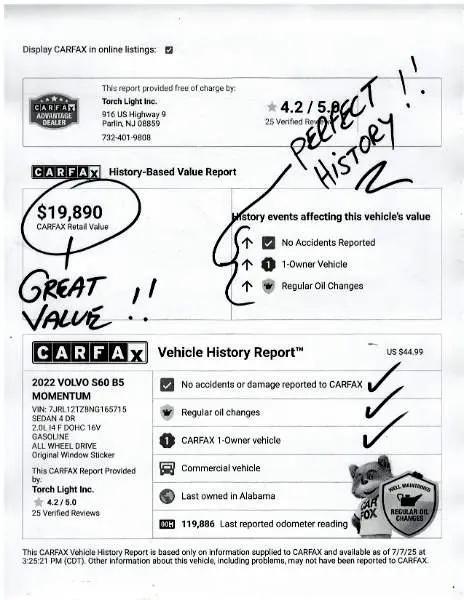 used 2022 Volvo S60 car, priced at $16,990
