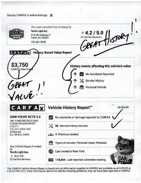 used 2008 Volvo XC70 car, priced at $1,990