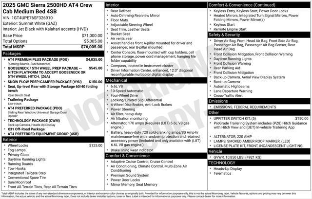 new 2025 GMC Sierra 2500 car, priced at $73,200