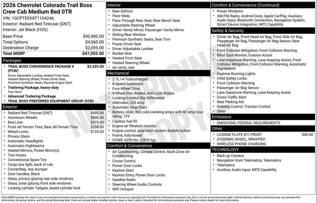 new 2026 Chevrolet Colorado car, priced at $42,445