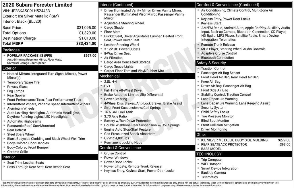used 2020 Subaru Forester car, priced at $25,396