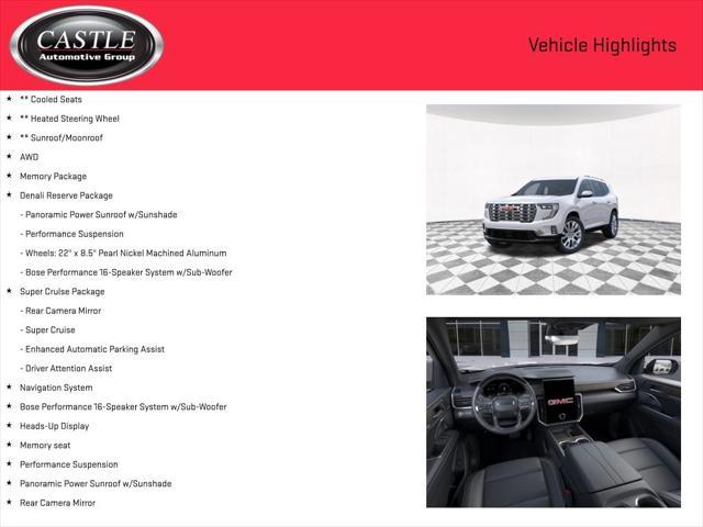 new 2025 GMC Acadia car, priced at $63,734