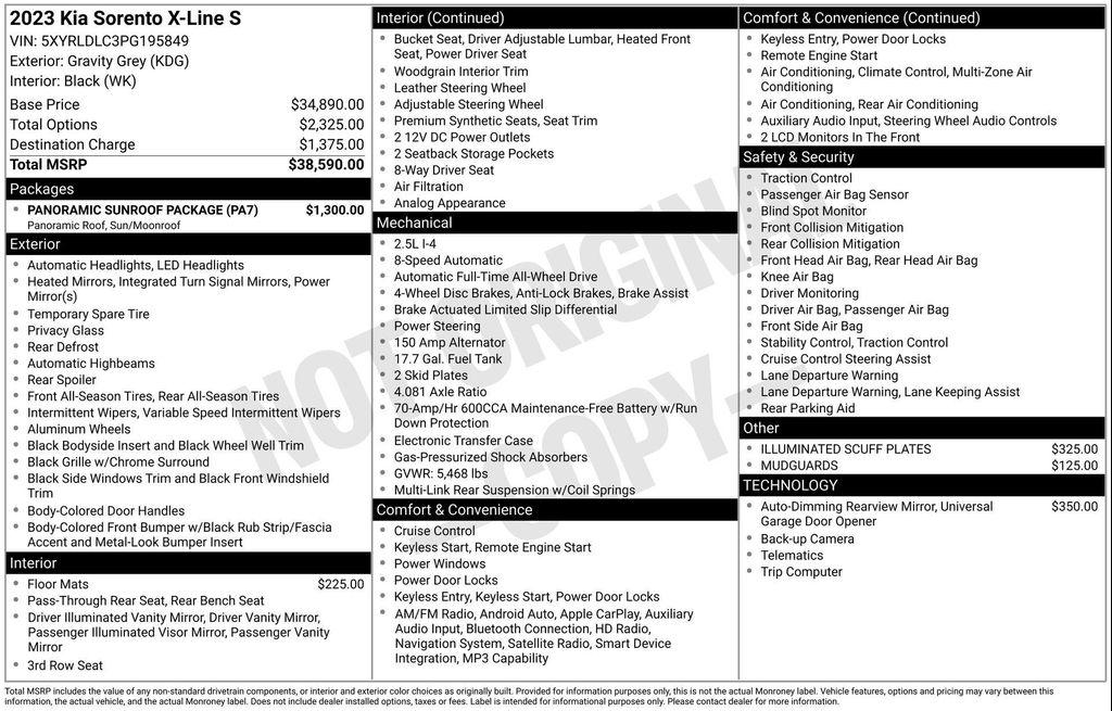 used 2023 Kia Sorento car, priced at $23,087