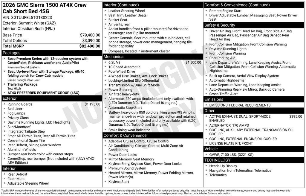 new 2026 GMC Sierra 1500 car, priced at $76,333