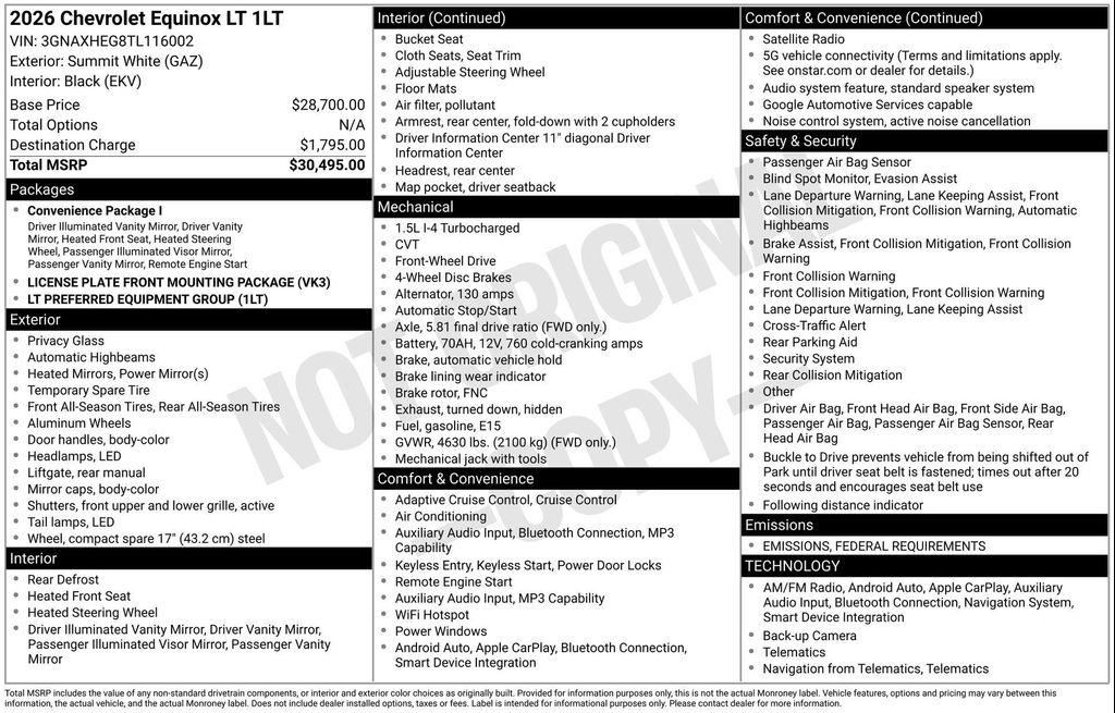 new 2026 Chevrolet Equinox car, priced at $27,513