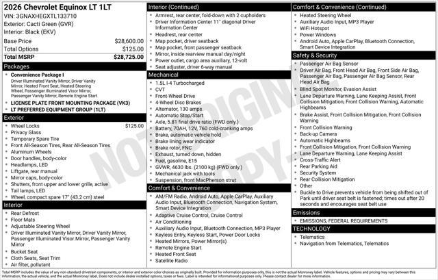 new 2026 Chevrolet Equinox car, priced at $29,368