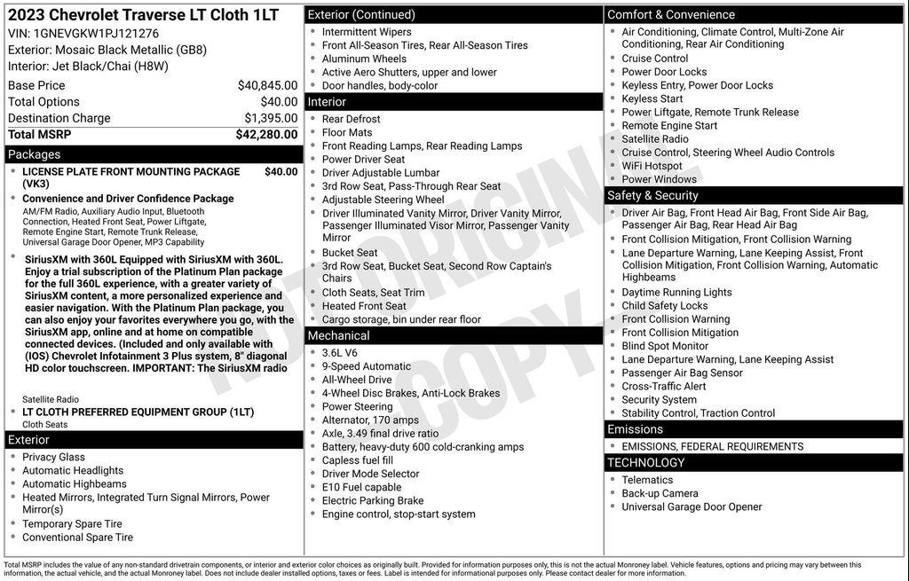 used 2023 Chevrolet Traverse car, priced at $33,249