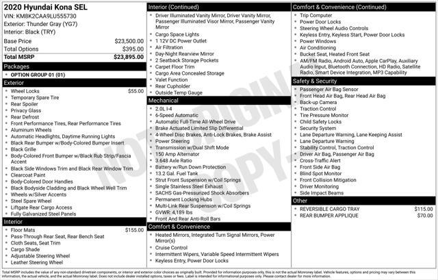 used 2020 Hyundai Kona car, priced at $16,509