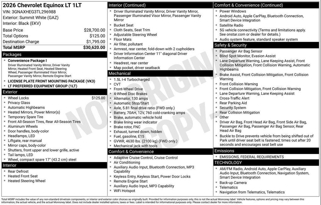 new 2026 Chevrolet Equinox car, priced at $28,063