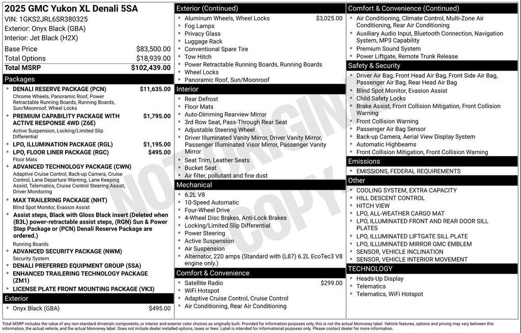 new 2025 GMC Yukon XL car, priced at $99,354