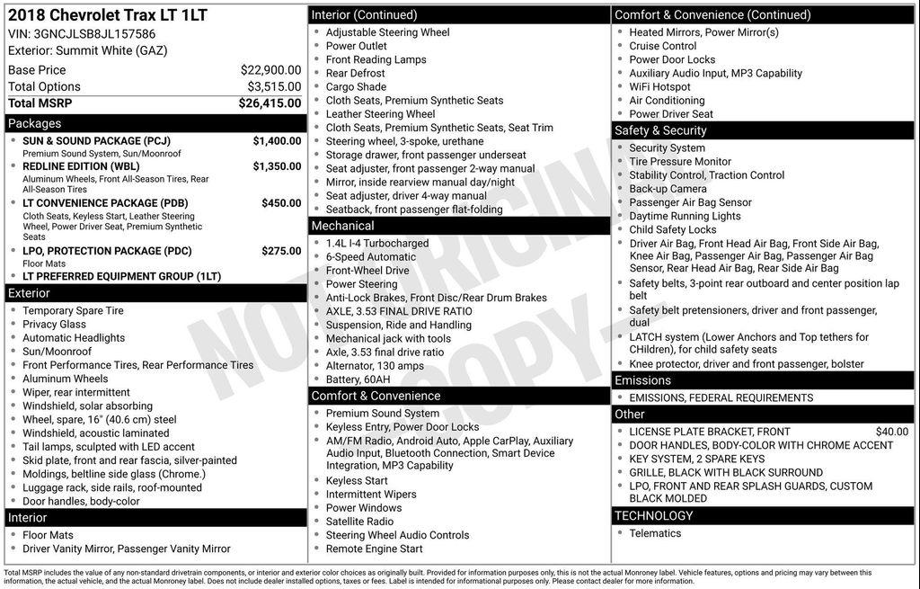 used 2018 Chevrolet Trax car, priced at $10,886