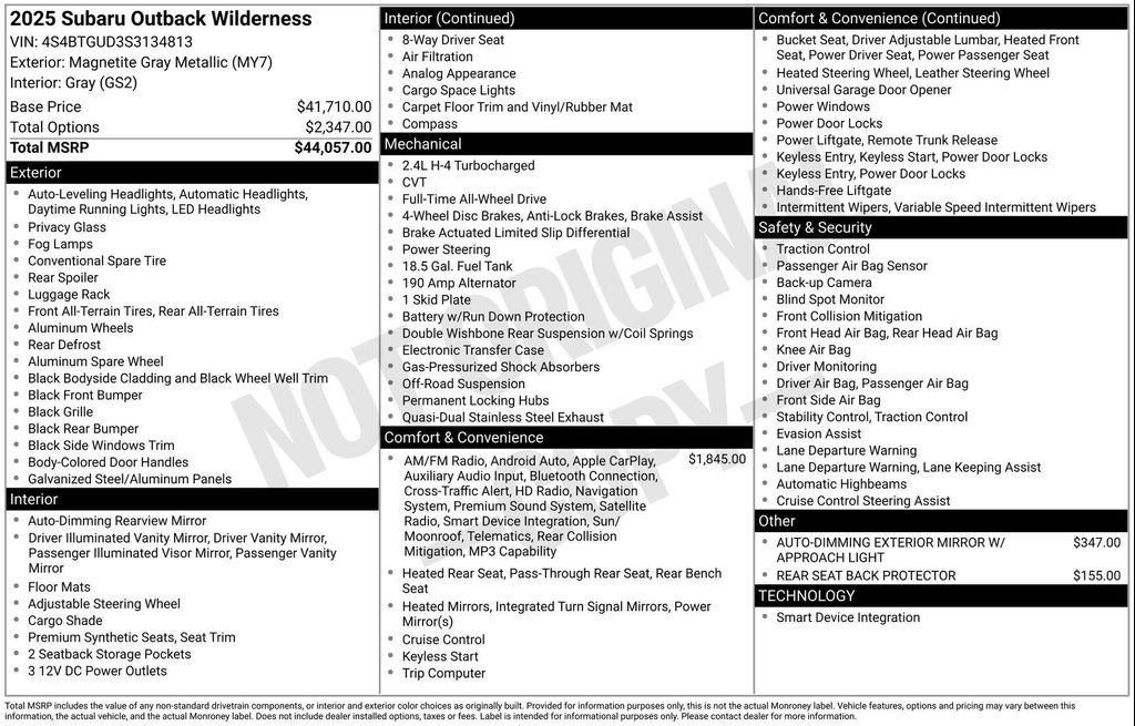 used 2025 Subaru Outback car, priced at $38,615