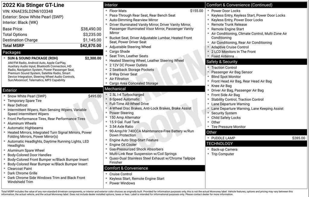 used 2022 Kia Stinger car, priced at $27,997