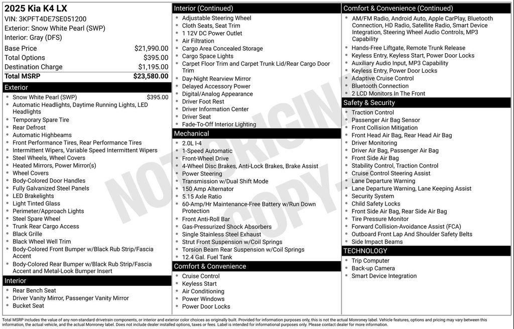 used 2025 Kia K4 car, priced at $20,944